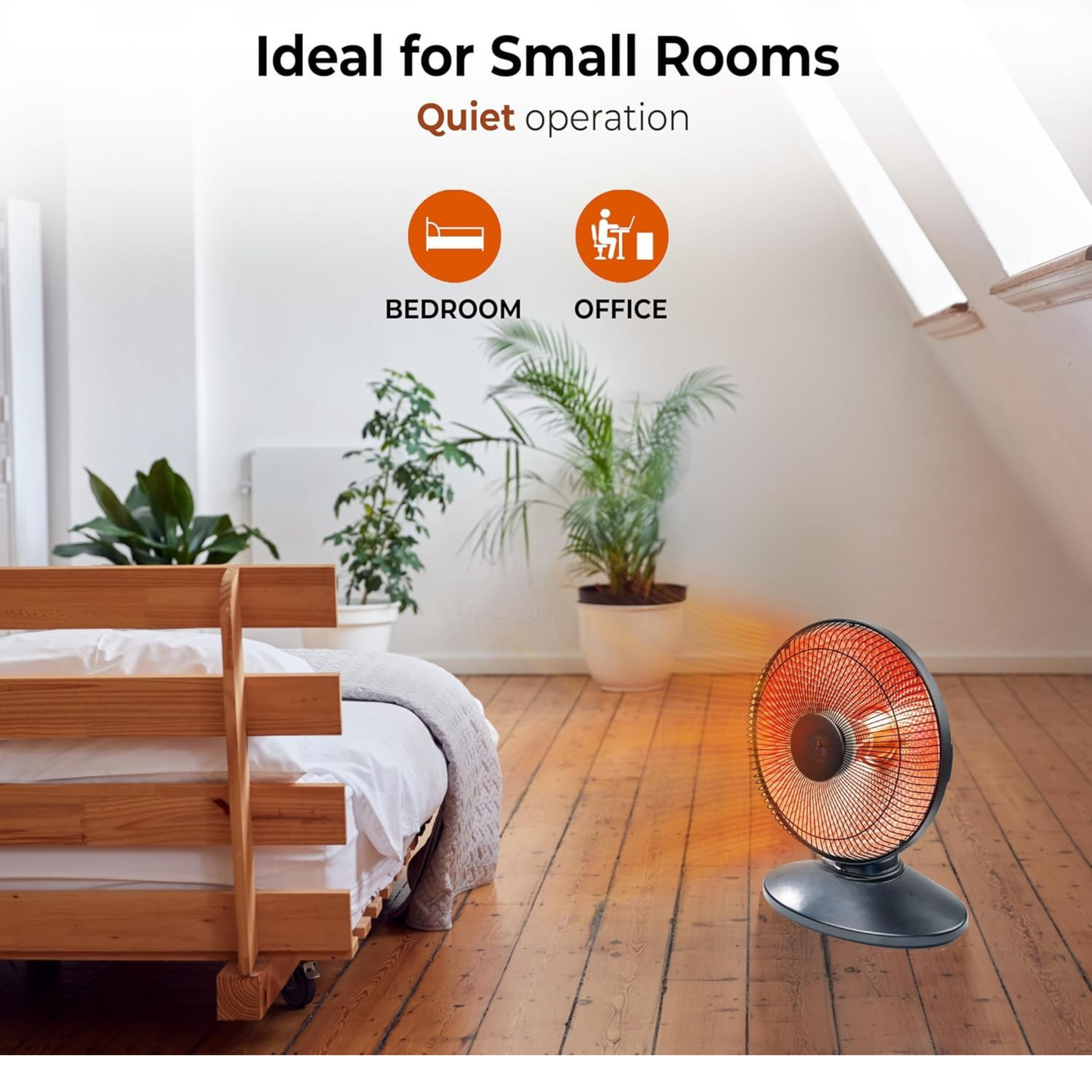 Premium 12-Inch Reflector Electric Heater with Adjustable Power (300W/600W) Moving Function Room Heater