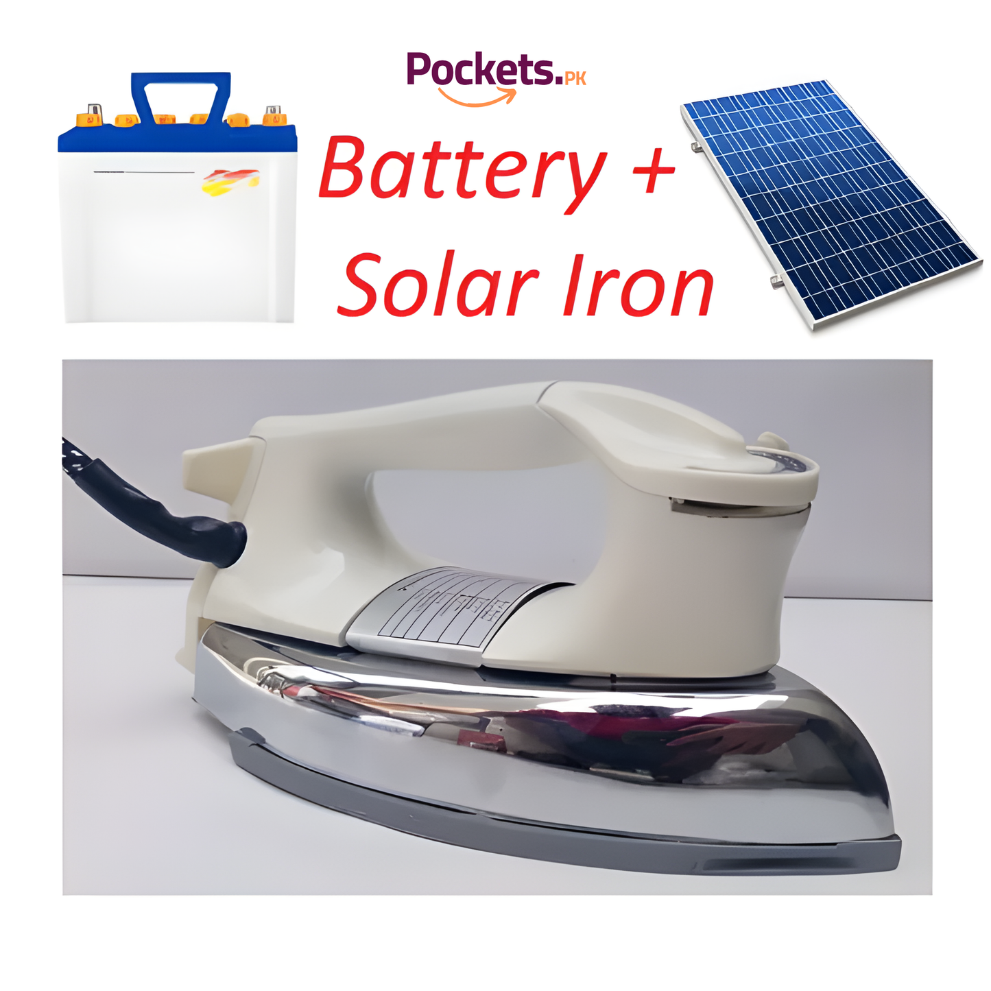 DC 12V Solar Iron β Portable & Eco-Friendly Travel Iron | Energy-Efficient Solar Powered Dry Iron for Home & Outdoor Use