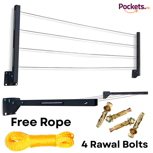 24 inch Foldable Metal Clothline Wall Mounted - Heavy Duty Laundry Dryer